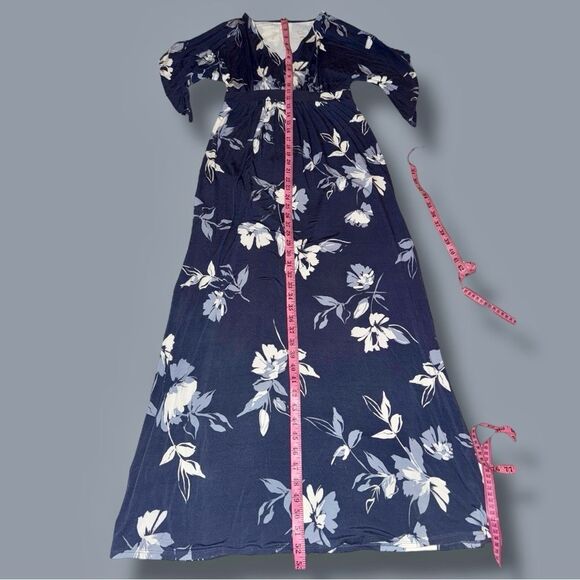 Isabel Maternity by Ingrid & Isabel Dress Maternity Indigo Blue Floral Maxi - XS - Picture 8 of 16